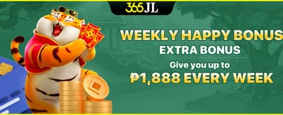Weekly Happy Bonus Extra Bonus Give you up to ₱1,888 every week promotion banner
